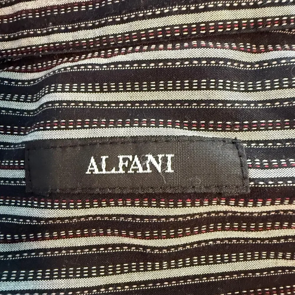 Alfani Men's Button Down Shirt Size XL‎ Striped Long Sleeve 100% Cotton Black